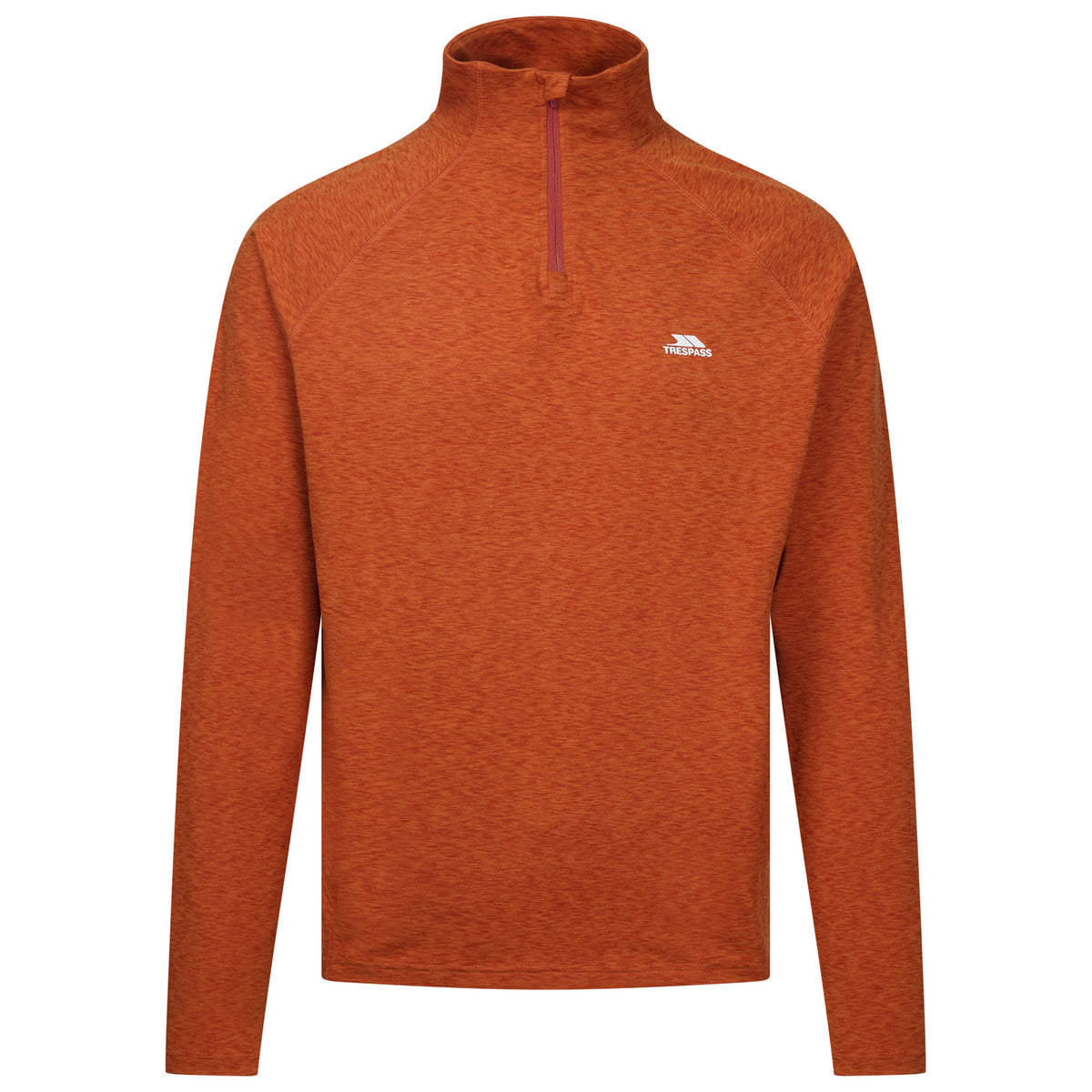 Rust Marl - Front - Trespass Mens Caster Half Zip Active Top