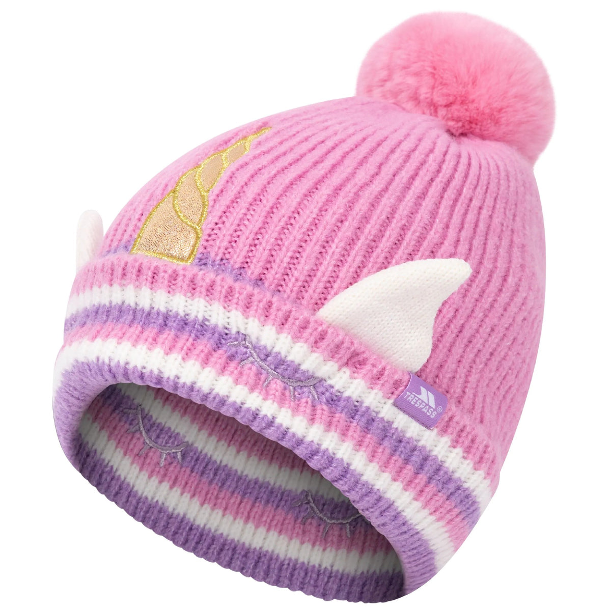 Light Pink - Back - Trespass Girls Magic Horn Fleece Lined Beanie