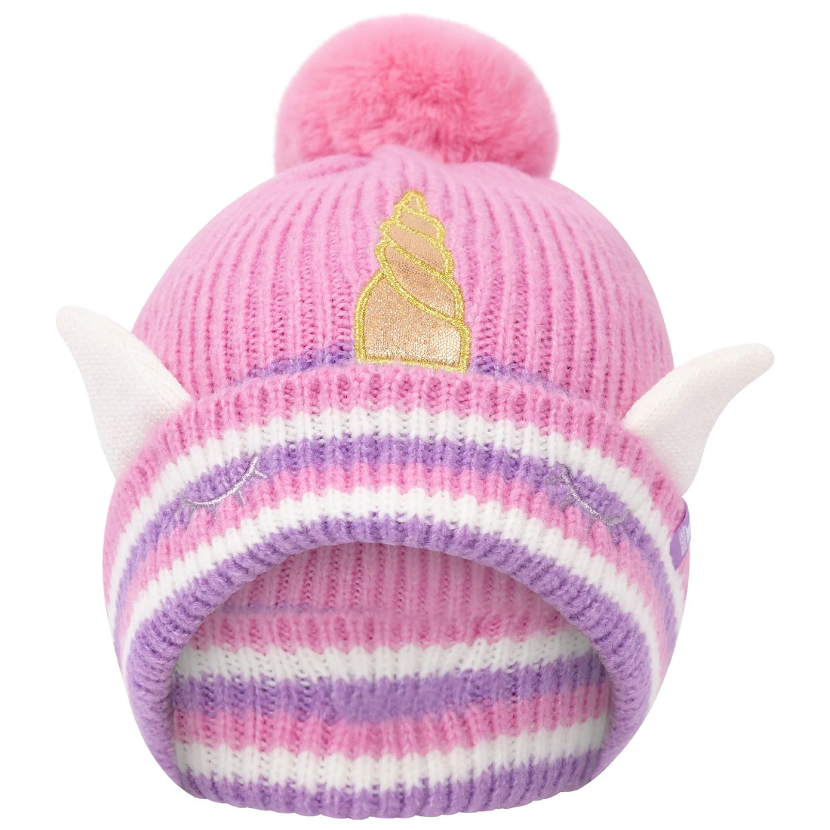 Light Pink - Close up - Trespass Girls Magic Horn Fleece Lined Beanie