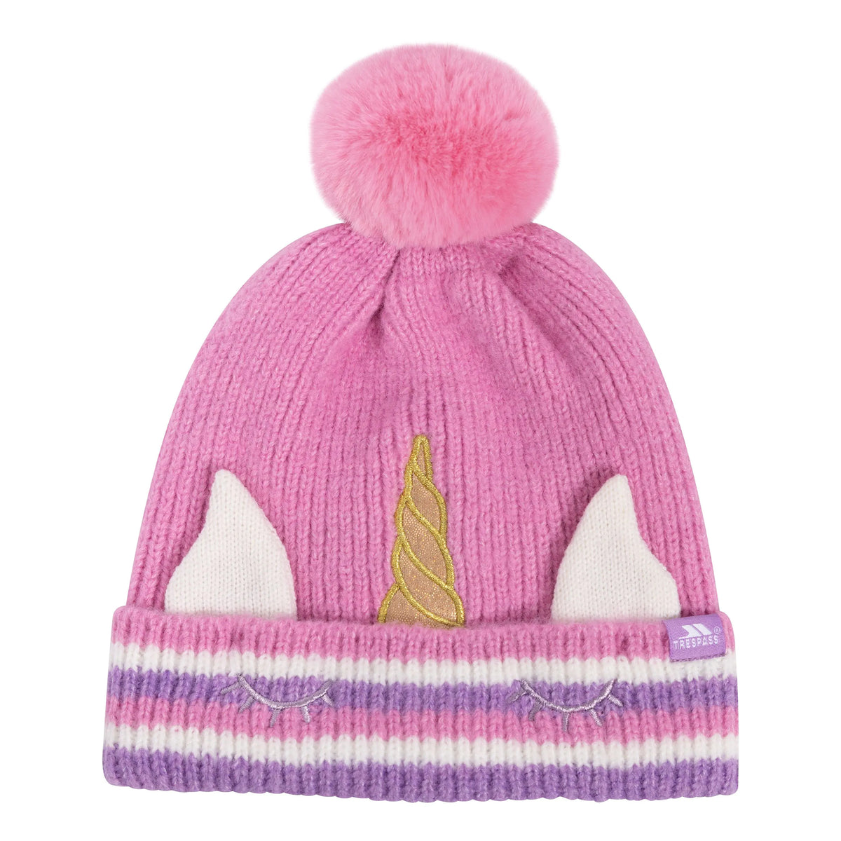 Light Pink - Front - Trespass Girls Magic Horn Fleece Lined Beanie