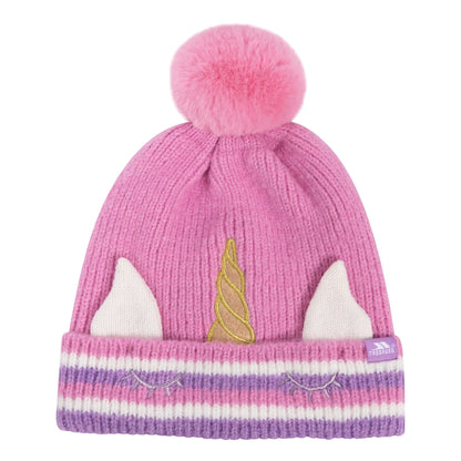 Light Pink - Front - Trespass Girls Magic Horn Fleece Lined Beanie