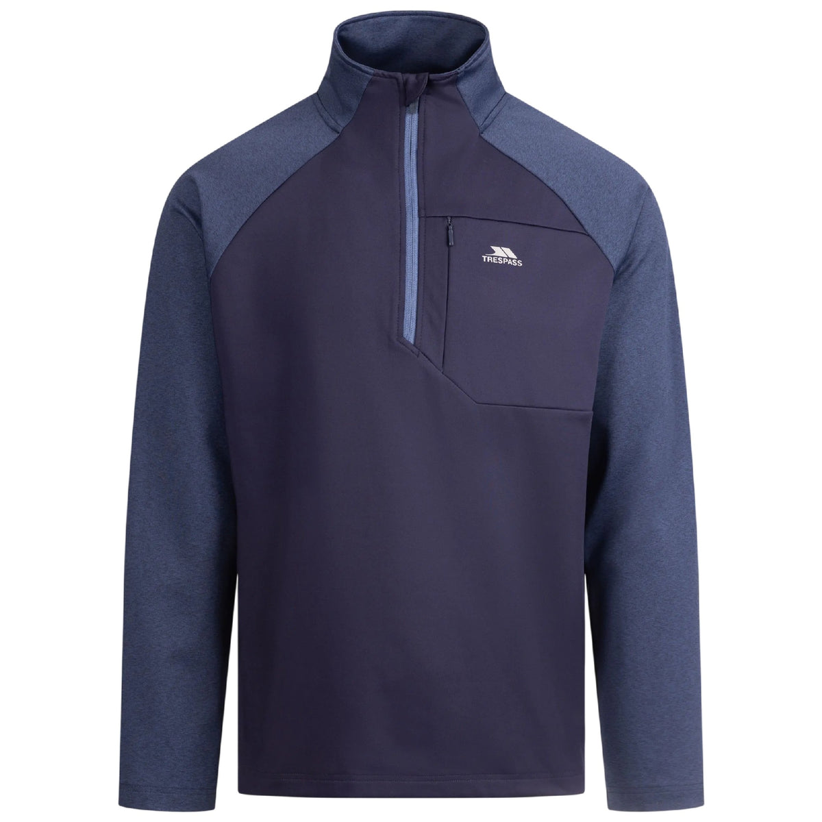 Navy Marl - Front - Trespass Mens Eric Quarter Zip Active Top