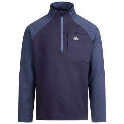 Navy Marl - Front - Trespass Mens Eric Quarter Zip Active Top