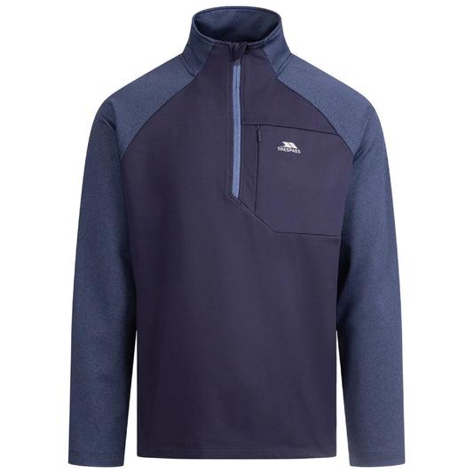 Navy Marl - Front - Trespass Mens Eric Quarter Zip Active Top
