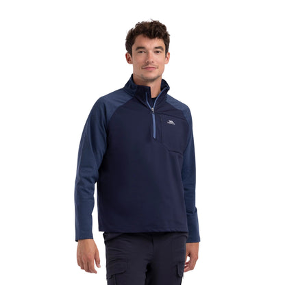 Navy Marl - Lifestyle - Trespass Mens Eric Quarter Zip Active Top