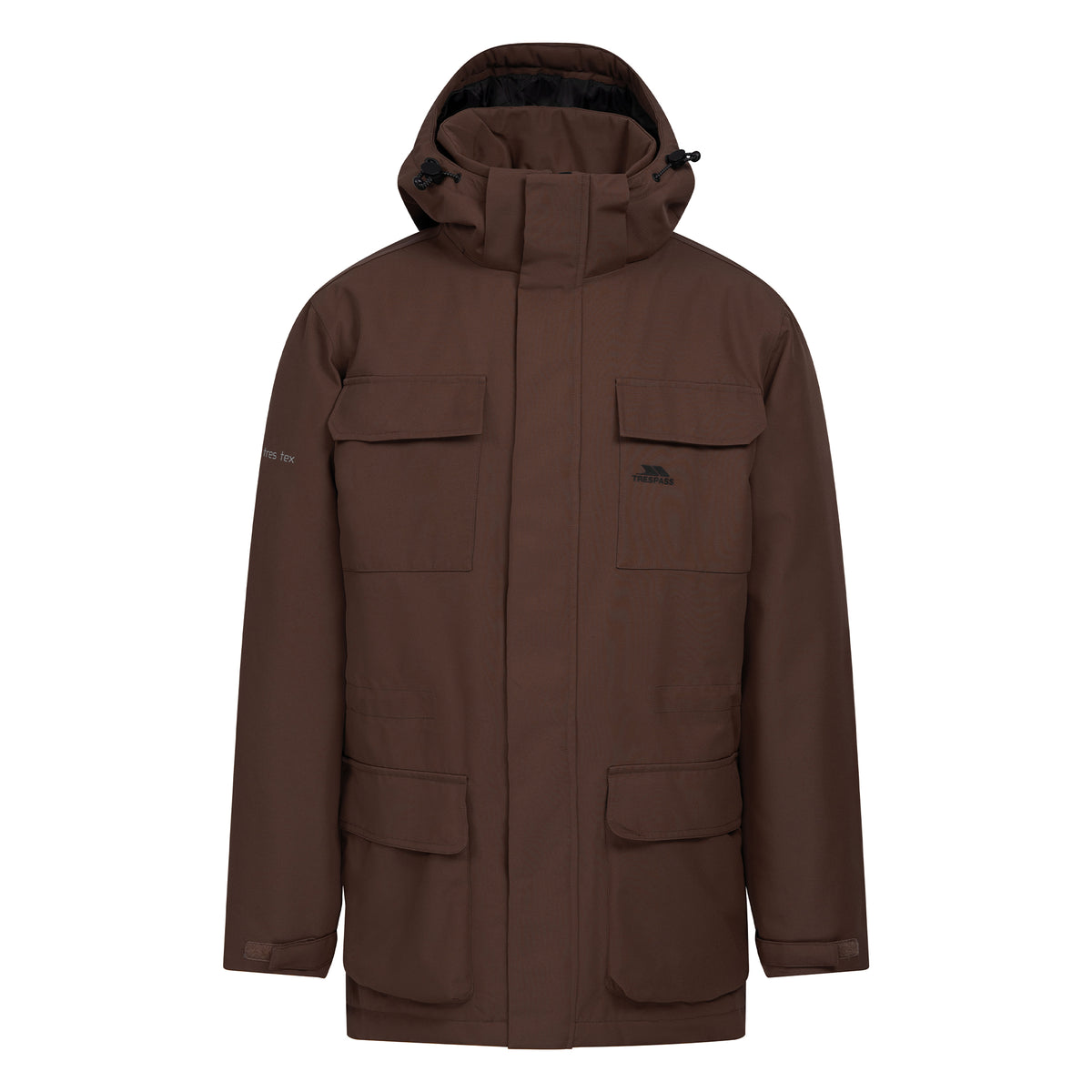 Dark Brown - Front - Trespass Mens Skerry Waterproof Jacket
