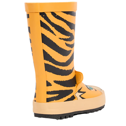 Yellow-Black - Back - Trespass Childrens-Kids Tiger Wellington Boots