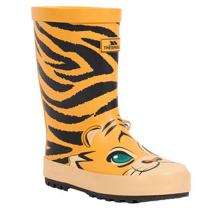 Yellow-Black - Pack Shot - Trespass Childrens-Kids Tiger Wellington Boots