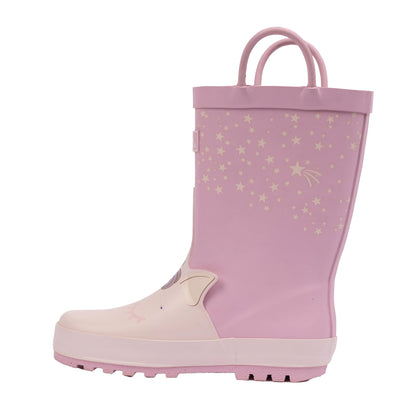 Pink - Side - Trespass Childrens-Kids Unicorn Wellington Boots