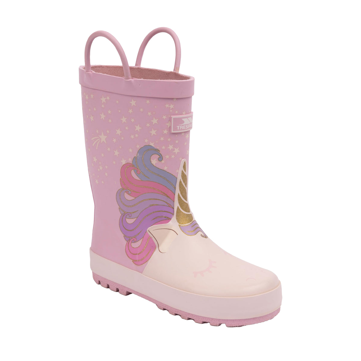 Pink - Close up - Trespass Childrens-Kids Unicorn Wellington Boots