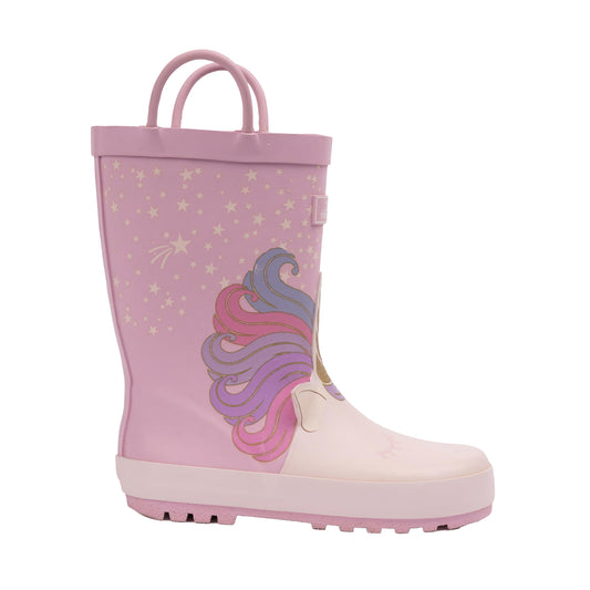 Pink - Front - Trespass Childrens-Kids Unicorn Wellington Boots