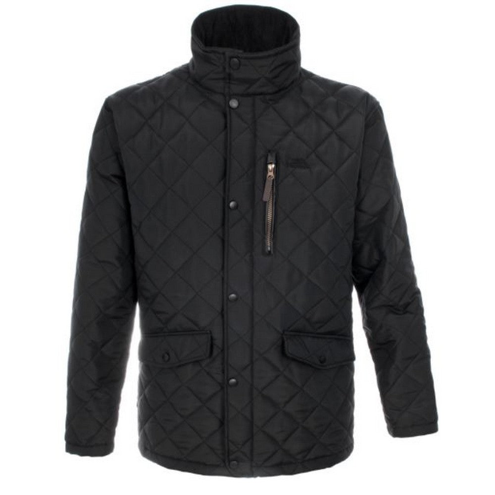 Black - Front - Trespass Mens Argyle Quilted Jacket
