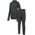 Black - Front - Trespass Kids Unisex Unite360 Thermal Base Layer Set (Top And Bottoms)