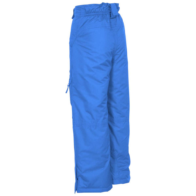 Blue - Side - Trespass Kids Unisex Marvelous Ski Pants With Detachable Braces