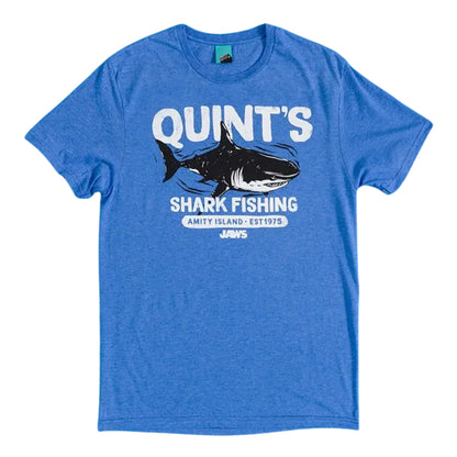 Blue - Front - Jaws Unisex Adult Quint´s Shark Fishing Marl T-Shirt