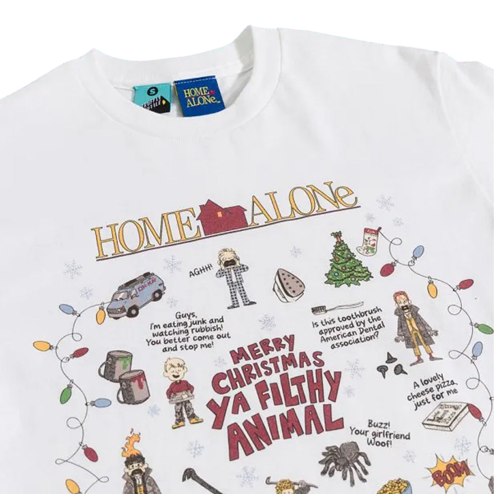 White - Side - Home Alone Unisex Adult Cotton Christmas T-Shirt