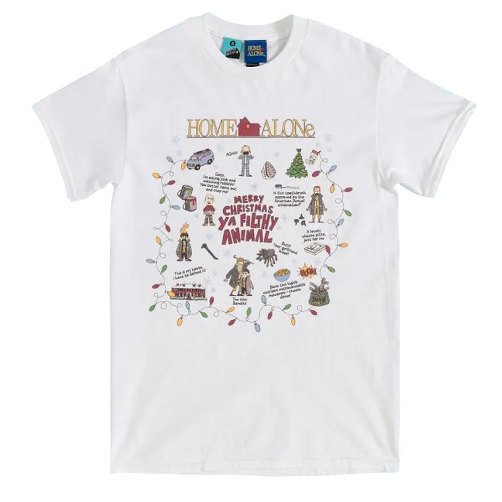 White - Front - Home Alone Unisex Adult Cotton Christmas T-Shirt
