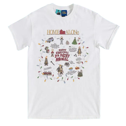 White - Front - Home Alone Unisex Adult Cotton Christmas T-Shirt