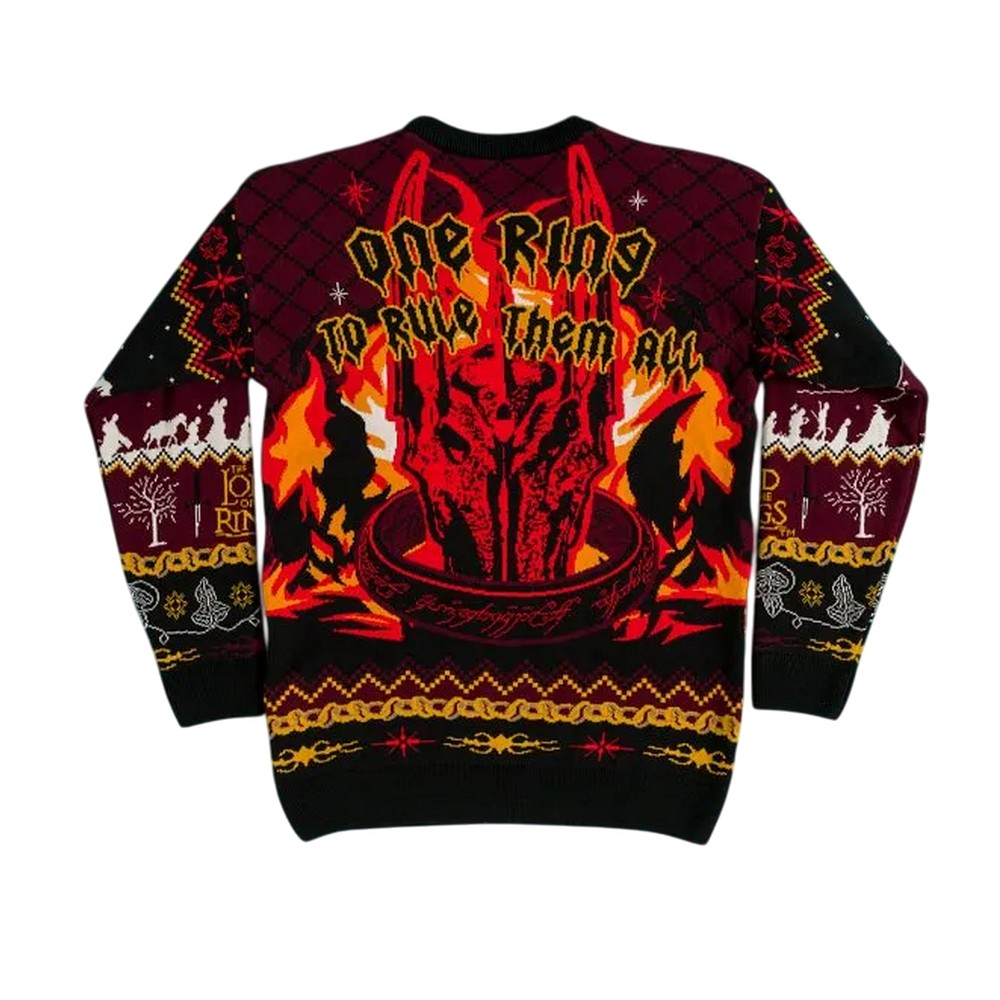 Maroon-Black-Orange - Back - Lord Of The Rings Unisex Adult One Ring To Rule Them All Christmas Jumper
