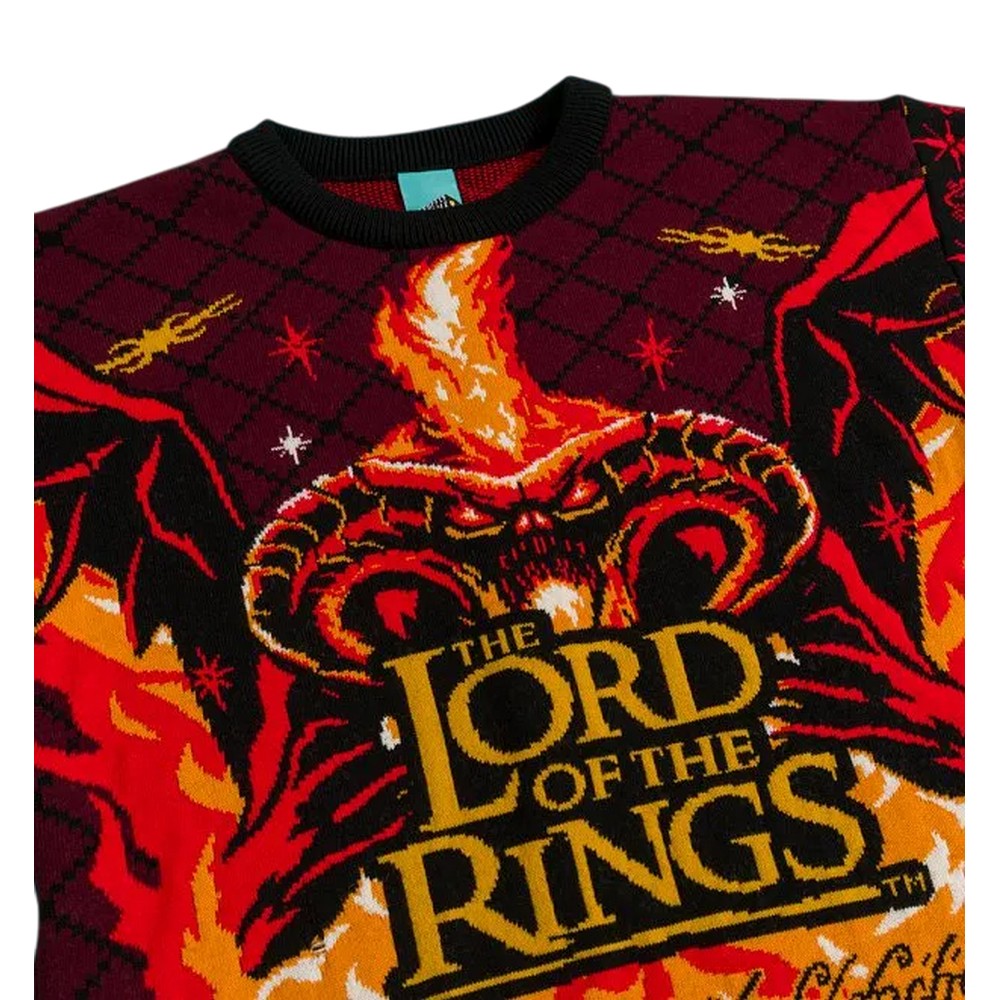 Maroon-Black-Orange - Side - Lord Of The Rings Unisex Adult One Ring To Rule Them All Christmas Jumper