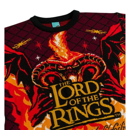Maroon-Black-Orange - Side - Lord Of The Rings Unisex Adult One Ring To Rule Them All Christmas Jumper