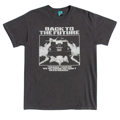 Black - Front - Back To The Future Unisex Adult We Dont Need Roads Vintage Washed T-Shirt