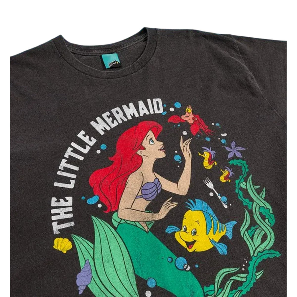 Black - Side - The Little Mermaid Unisex Adult Under The Sea Vintage Washed T-Shirt
