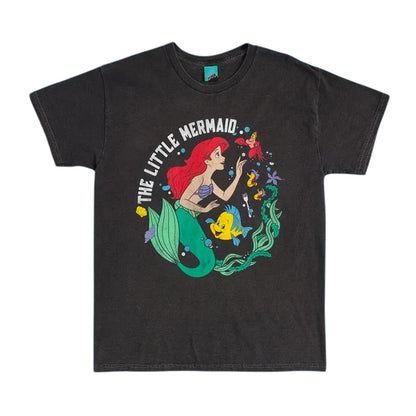 Black - Front - The Little Mermaid Unisex Adult Under The Sea Vintage Washed T-Shirt