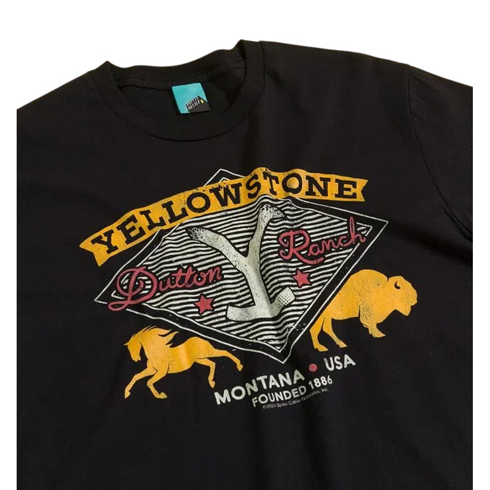 Charcoal - Side - Yellowstone Unisex Adult Dutton Ranch Brand T-Shirt