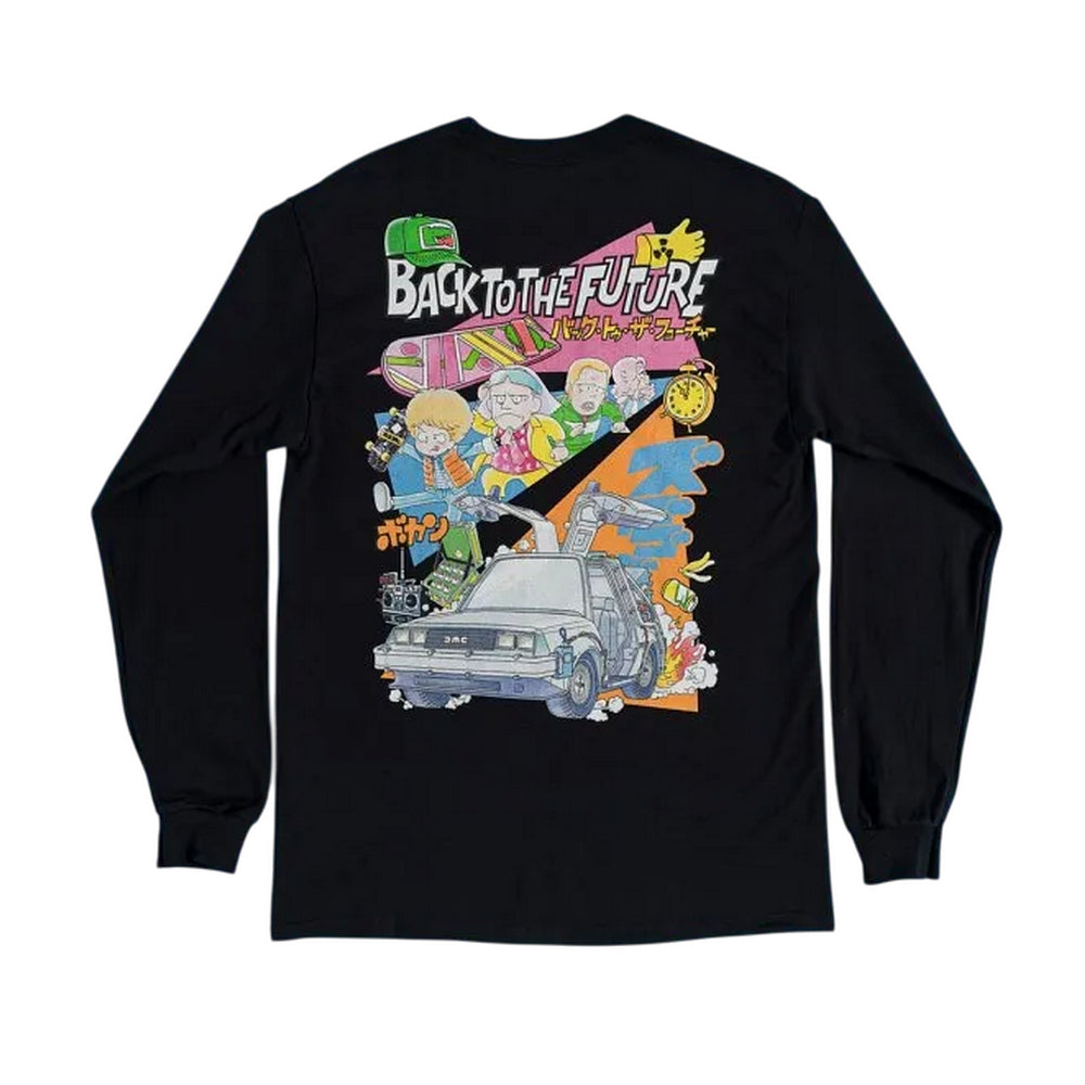 Charcoal - Back - Back To The Future Unisex Adult Back Print Long-Sleeved T-Shirt