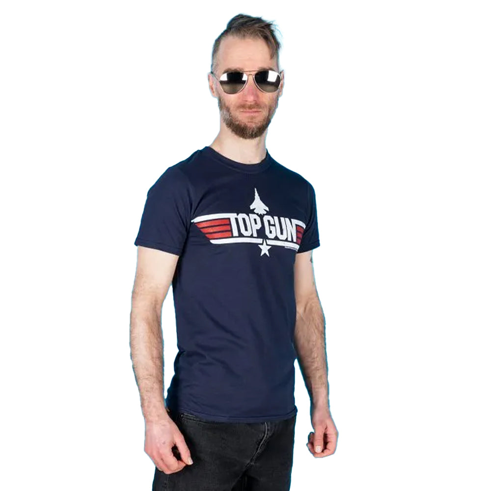 Blue - Side - Top Gun Mens Cougar Back Print T-Shirt