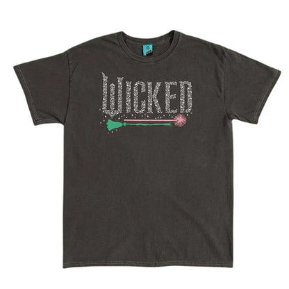 Charcoal - Front - Wicked Unisex Adult Icons Vintage Wash Back Print T-Shirt