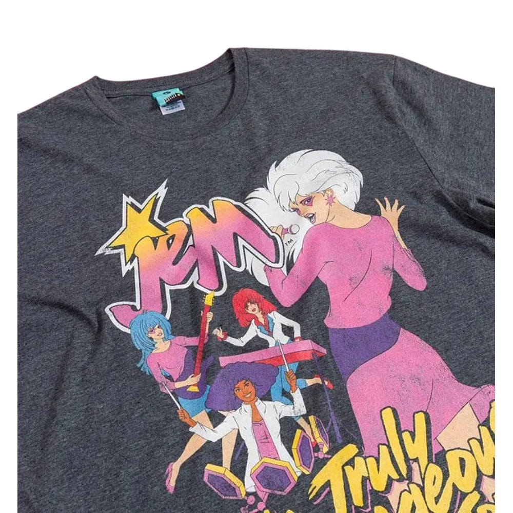 Charcoal Marl - Side - Jem And The Holograms Unisex Adult Truly Outrageous Tour T-Shirt