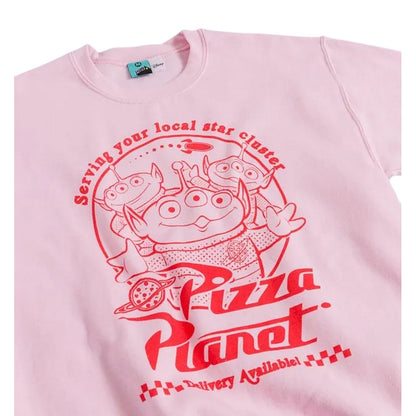 Pink - Side - Toy Story Unisex Adult Pizza Planet Alien Sweatshirt