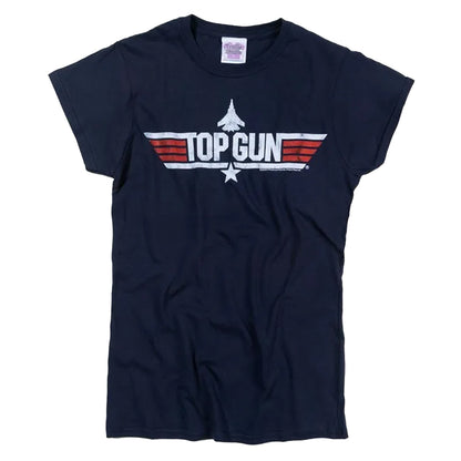 Blue - Front - Top Gun Womens-Ladies Charlie Back Print Fitted T-Shirt
