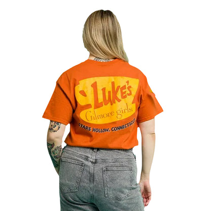 Orange - Pack Shot - Gilmore Girls Unisex Adult Welcome To Lukes Back Print T-Shirt