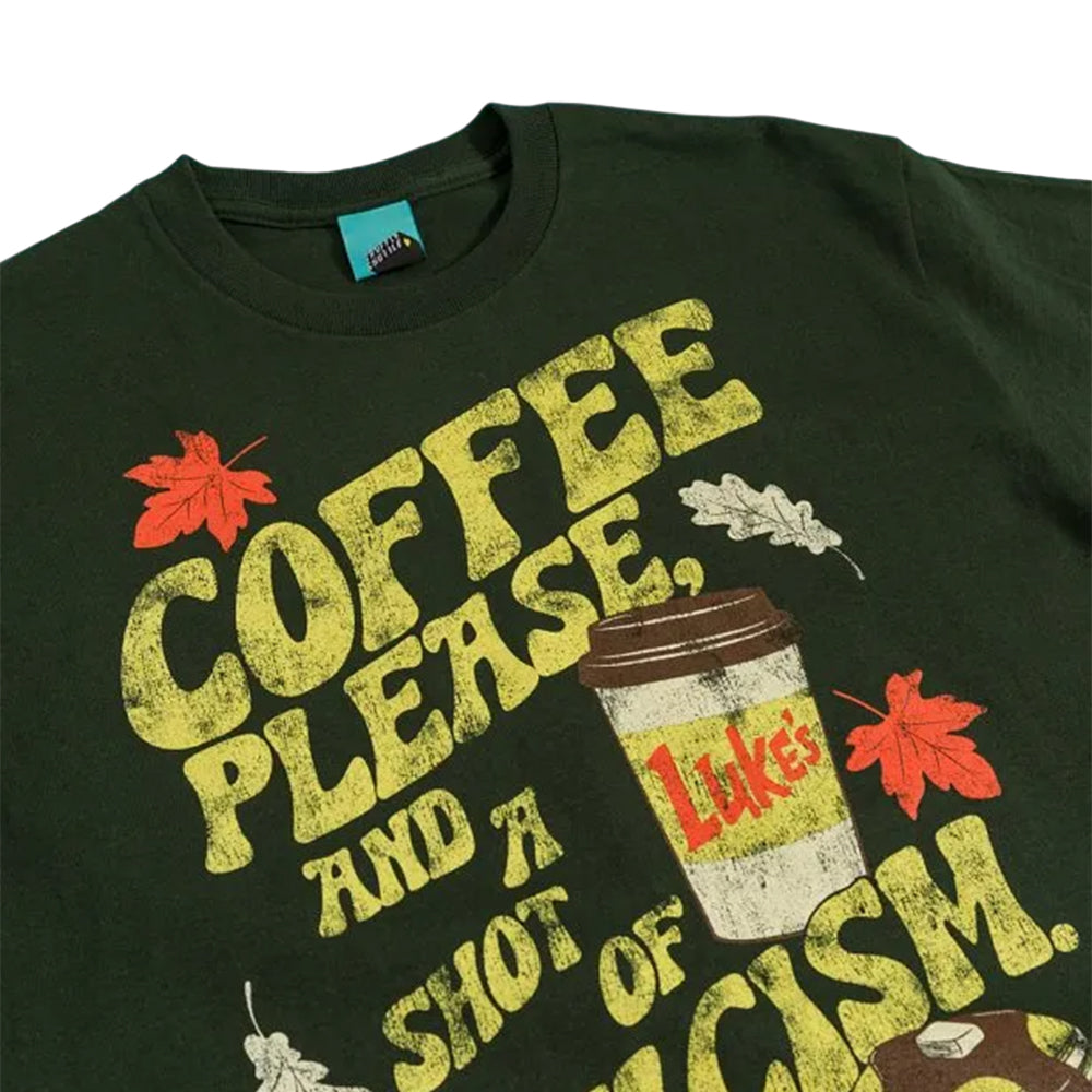Green - Side - Gilmore Girls Unisex Adult Coffee Please And A Shot Of Cynicism T-Shirt
