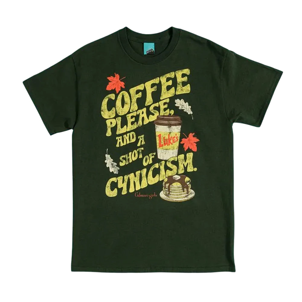 Green - Front - Gilmore Girls Unisex Adult Coffee Please And A Shot Of Cynicism T-Shirt