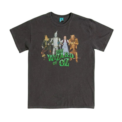 Charcoal - Front - The Wizard Of Oz Unisex Adult Line Up Vintage Wash Back Print T-Shirt