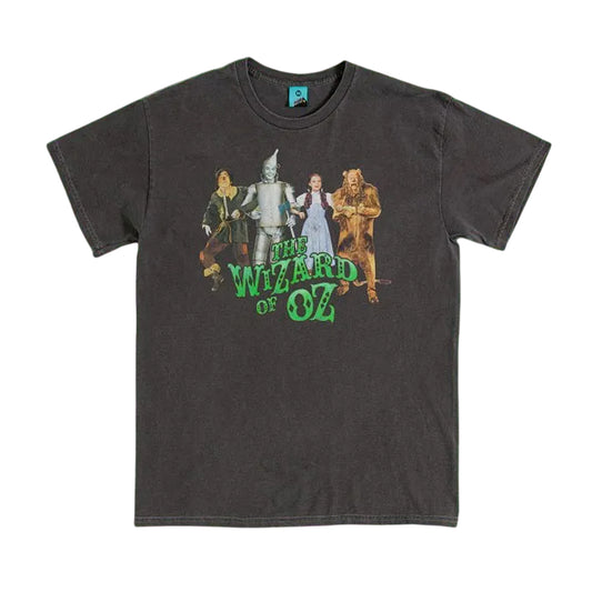 Charcoal - Front - The Wizard Of Oz Unisex Adult Line Up Vintage Wash Back Print T-Shirt