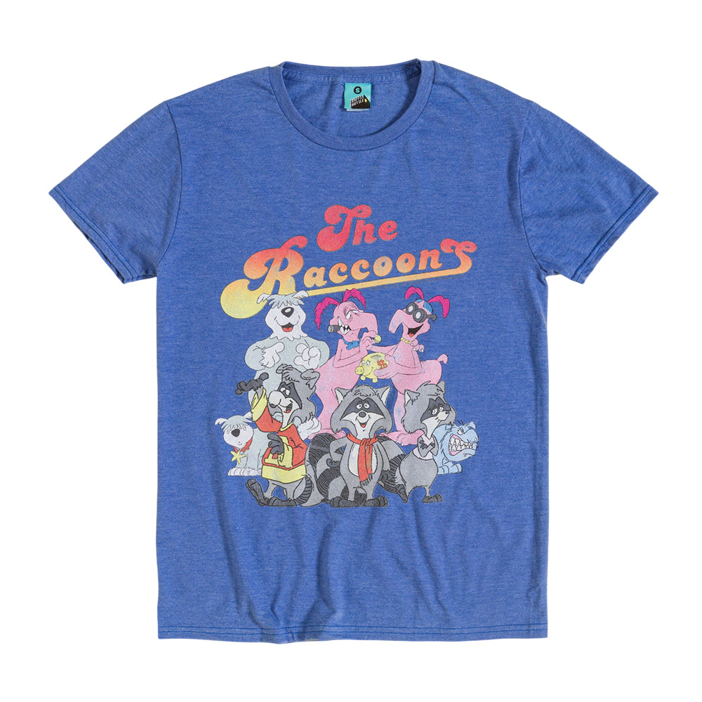 Blue - Front - The Raccoons Unisex Adult Characters Marl T-Shirt