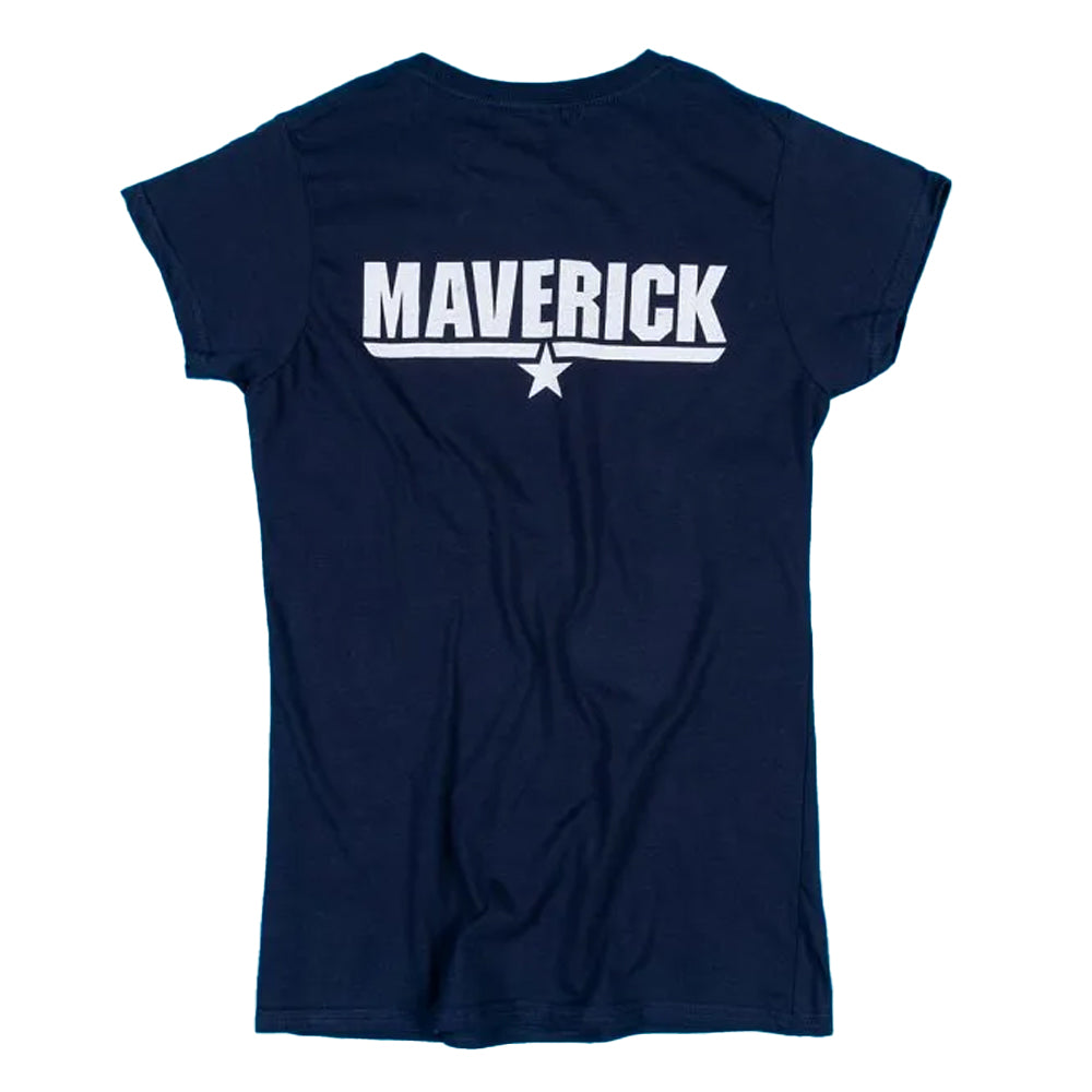 Blue - Back - Top Gun Womens-Ladies Maverick Back Print Fitted T-Shirt