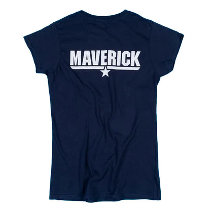 Blue - Back - Top Gun Womens-Ladies Maverick Back Print Fitted T-Shirt