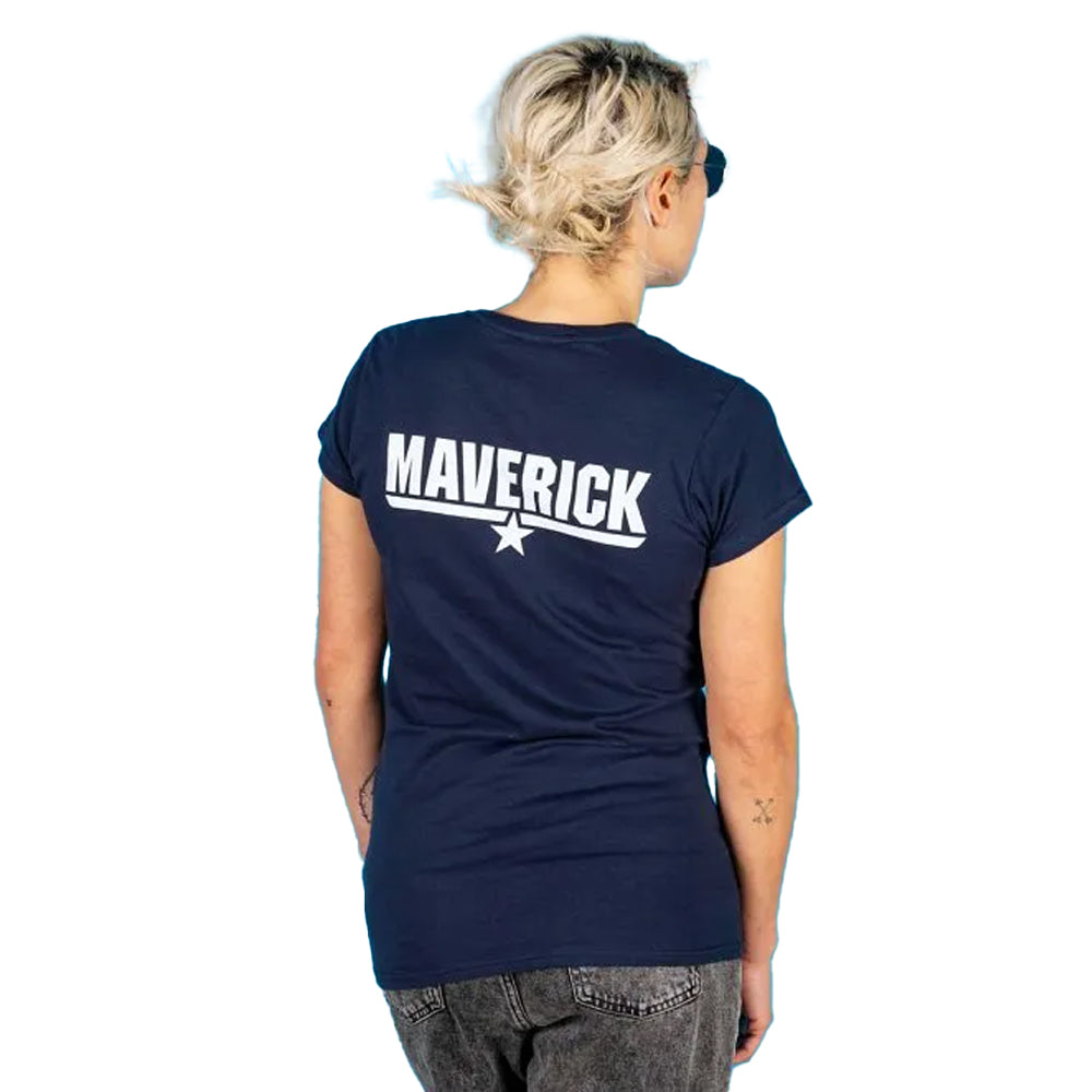Blue - Lifestyle - Top Gun Womens-Ladies Maverick Back Print Fitted T-Shirt