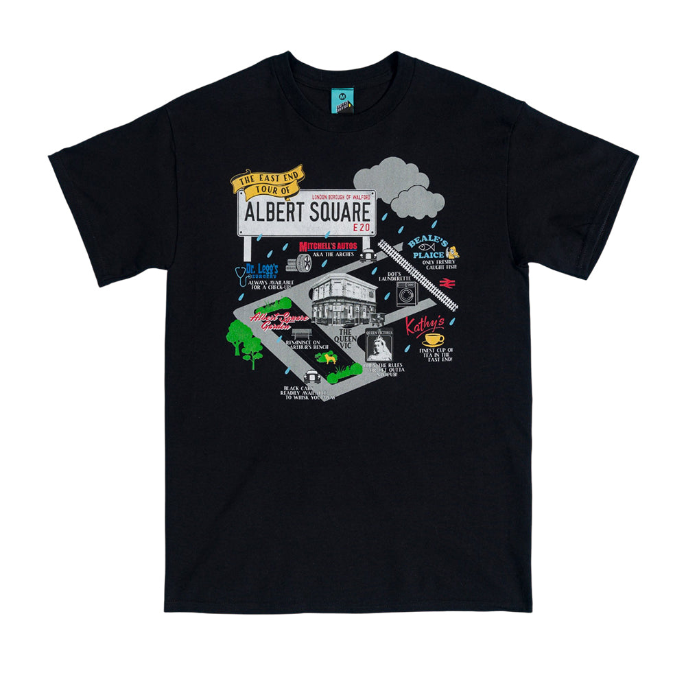 Black - Front - Truffle Shuffle Unisex Adult Eastenders Inspired Albert Square Map T-Shirt