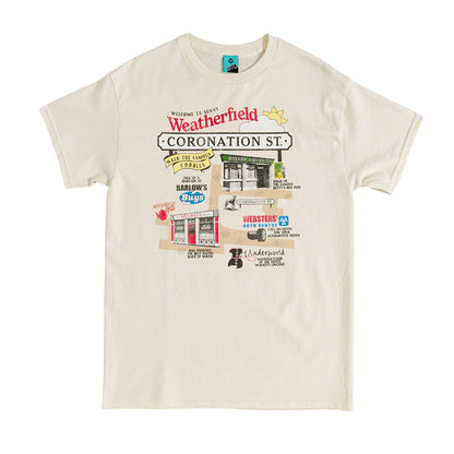 Natural - Front - Truffle Shuffle Unisex Adult Coronation Street Inspired Weatherfield Map T-Shirt