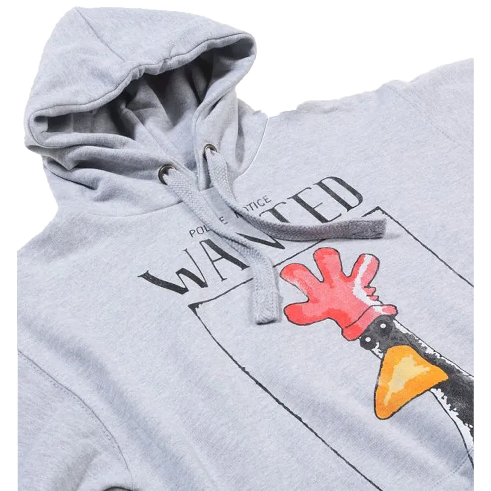 Grey - Back - Wallace and Gromit Unisex Adult Feathers McGraw Wanted Poster Hoodie