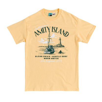 Yellow Haze - Front - Jaws Unisex Adult Greetings From Amity Island T-Shirt
