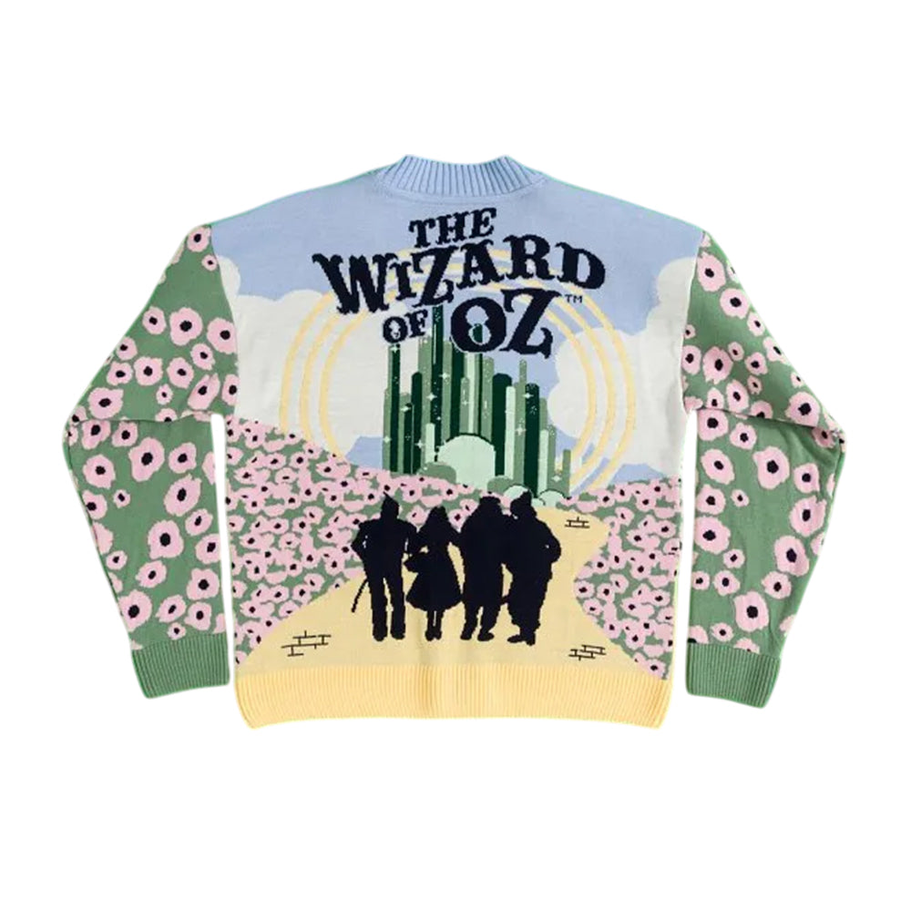 Yellow-Blue-Green - Back - The Wizard Of Oz Womens-Ladies Yellow Brick Road Knitted Cardigan