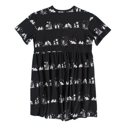 Black - Back - Moomin Womens-Ladies All-Over Print Smock Dress
